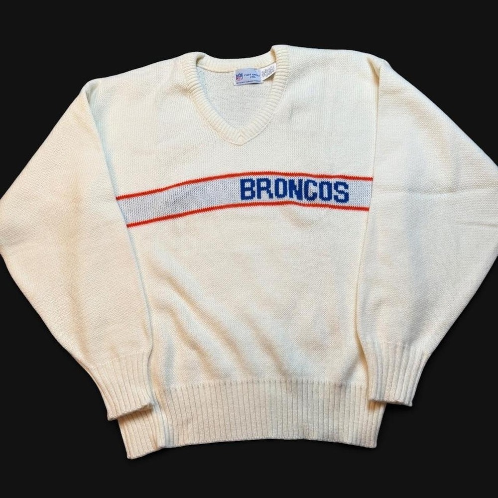 Vintage Denver Broncos Cliff Engle Ltd NFL knitted Sweater Size Large